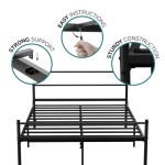 Black, Thickened Single Metal Bed Frame, Black - Single Bed Frame, 6ft x 4.6ft Base